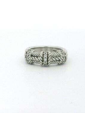 Judith Ripka Sterling Silver CZ Band Ring - Size 9